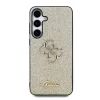 Husa spate Guess PU Fixed Glitter 4G cu logo metalic pentru Samsung Galaxy S25+, aurie