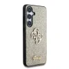 Husa spate Guess PU Fixed Glitter 4G cu logo metalic pentru Samsung Galaxy S25+, aurie