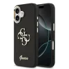 Husa spate Guess PU Fixed Glitter 4G cu ramă metalică pentru iPhone 17, neagră