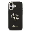 Husa spate Guess PU Fixed Glitter 4G cu ramă metalică pentru iPhone 17, neagră