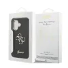 Husa spate Guess PU Fixed Glitter 4G cu ramă metalică pentru iPhone 17, neagră