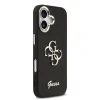 Husa spate Guess PU Fixed Glitter 4G cu ramă metalică pentru iPhone 17, neagră
