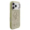 Husa spate Guess PU Fixed Glitter 4G cu ramă metalică pentru iPhone 17 Pro, aurie