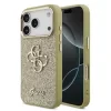 Husa spate Guess PU Fixed Glitter 4G cu ramă metalică pentru iPhone 17 Pro, aurie