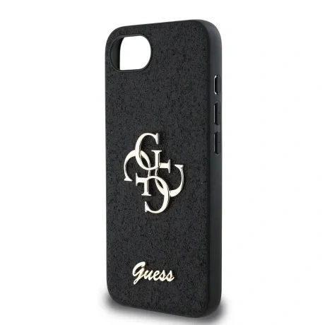 Husa spate Guess PU Fixed Glitter 4G Metal Logo pentru iPhone 16e/17e Negru