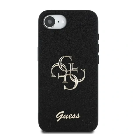 Husa spate Guess PU Fixed Glitter 4G Metal Logo pentru iPhone 16e/17e Negru