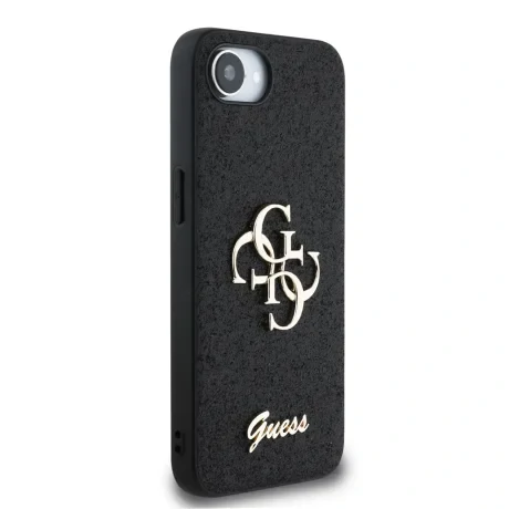 Husa spate Guess PU Fixed Glitter 4G Metal Logo pentru iPhone 16e/17e Negru