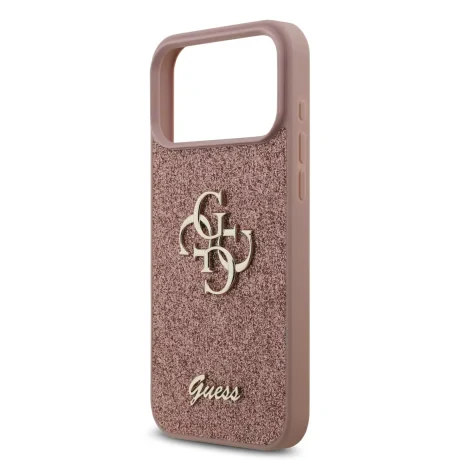 Husa spate Guess PU Fixed Glitter 4G Metal Logo pentru iPhone 17 Pro Max Roz