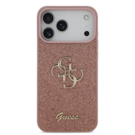 Husa spate Guess PU Fixed Glitter 4G Metal Logo pentru iPhone 17 Pro Max Roz