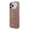 Husa spate Guess PU Fixed Glitter 4G Metal Logo pentru iPhone 17 Pro Max Roz