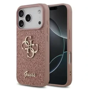 Husa spate Guess PU Fixed Glitter 4G Metal Logo pentru iPhone 17 Pro, roz