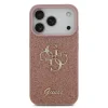 Husa spate Guess PU Fixed Glitter 4G Metal Logo pentru iPhone 17 Pro, roz