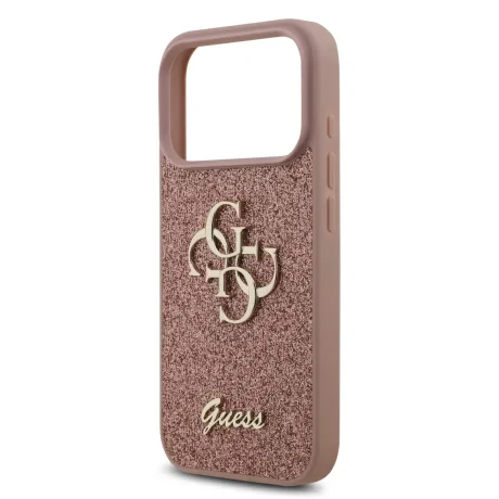 Husa spate Guess PU Fixed Glitter 4G Metal Logo pentru iPhone 17 Pro, roz