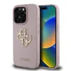 Husă spate Guess PU Grained 4G cu logo metalic pentru iPhone 15 Pro, roz