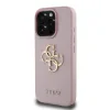 Husă spate Guess PU Grained 4G cu logo metalic pentru iPhone 15 Pro, roz