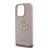 Husă spate Guess PU Grained 4G cu logo metalic pentru iPhone 15 Pro, roz