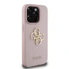 Husă spate Guess PU Grained 4G cu logo metalic pentru iPhone 15 Pro, roz