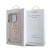 Husă spate Guess PU Grained 4G cu logo metalic pentru iPhone 15 Pro, roz