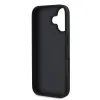 Husă spate Guess PU Grained 4G cu logo metalic pentru iPhone 16, neagră
