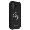 Husă spate Guess PU Grained 4G cu logo metalic pentru iPhone 16, neagră