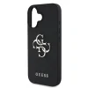 Husă spate Guess PU Grained 4G cu logo metalic pentru iPhone 16, neagră