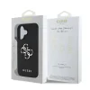 Husă spate Guess PU Grained 4G cu logo metalic pentru iPhone 16, neagră