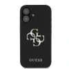Husă spate Guess PU Grained 4G cu logo metalic pentru iPhone 16, neagră