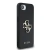 Husă spate Guess PU Grained 4G cu logo metalic pentru iPhone 16e/17e, neagră