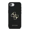 Husă spate Guess PU Grained 4G cu logo metalic pentru iPhone 16e/17e, neagră