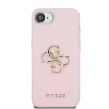 Husă spate Guess PU Grained 4G cu logo metalic pentru iPhone 16e/17e, roz