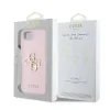 Husă spate Guess PU Grained 4G cu logo metalic pentru iPhone 16e/17e, roz