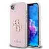 Husă spate Guess PU Grained 4G cu logo metalic pentru iPhone 16e/17e, roz