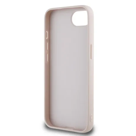 Husă spate Guess PU Grained 4G cu logo metalic pentru iPhone 16e/17e, roz