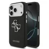 Husă spate Guess PU Grained 4G cu logo metalic pentru iPhone 17 Pro, neagră
