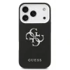 Husă spate Guess PU Grained 4G cu logo metalic pentru iPhone 17 Pro, neagră