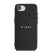 Husă spate Guess PU Grained Classic Logo MagSafe pentru iPhone 16e/17e, neagră