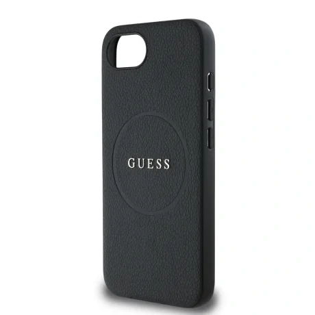 Husă spate Guess PU Grained Classic Logo MagSafe pentru iPhone 16e/17e, neagră