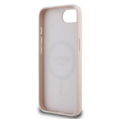Husă spate Guess PU Grained Classic Logo MagSafe pentru iPhone 16e/17e, roz