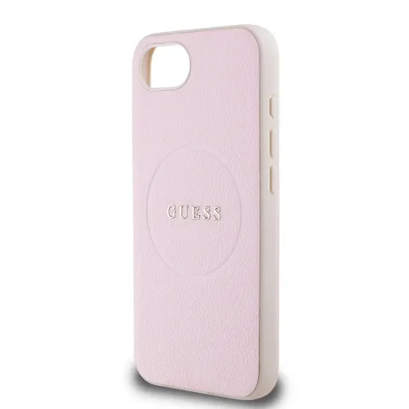 Husă spate Guess PU Grained Classic Logo MagSafe pentru iPhone 16e/17e, roz