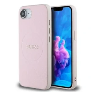 Husă spate Guess PU Grained Classic Logo MagSafe pentru iPhone 16e/17e, roz