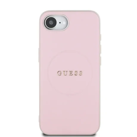 Husă spate Guess PU Grained Classic Logo MagSafe pentru iPhone 16e/17e, roz