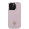 Husă spate Guess PU Granulată 4G cu logo metalic mic MagSafe pentru iPhone 16 Pro Max, roz