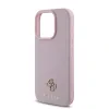 Husă spate Guess PU Granulată 4G cu logo metalic mic MagSafe pentru iPhone 16 Pro Max, roz