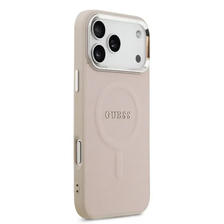 Husă spate Guess PU Saffiano MagSafe pentru iPhone 17 Pro Max, roz