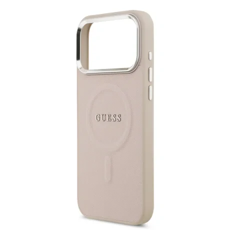Husă spate Guess PU Saffiano MagSafe pentru iPhone 17 Pro Max, roz
