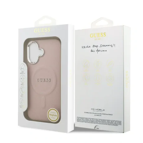 Husă spate Guess PU Saffiano MagSafe pentru iPhone 17 roz