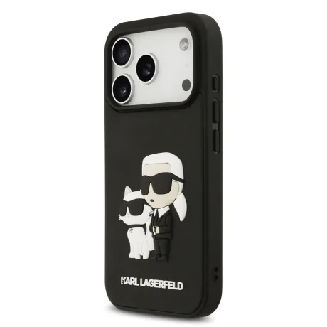 Husă spate Karl Lagerfeld 3D Cauciuc Karl și Choupette pentru iPhone 17 Pro, Neagră