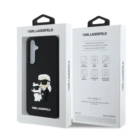 Husă spate Karl Lagerfeld 3D Cauciuc Karl și Choupette pentru Samsung Galaxy S24 FE Negru