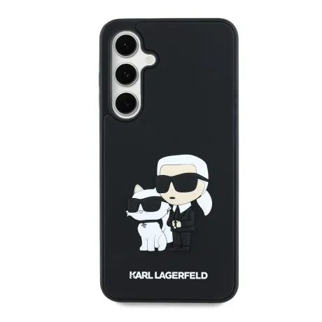 Husă spate Karl Lagerfeld 3D Cauciuc Karl și Choupette pentru Samsung Galaxy S24 FE Negru