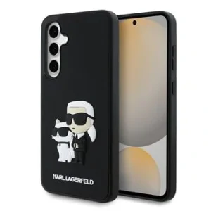 Husă spate Karl Lagerfeld 3D Cauciuc Karl și Choupette pentru Samsung Galaxy S24 FE Negru